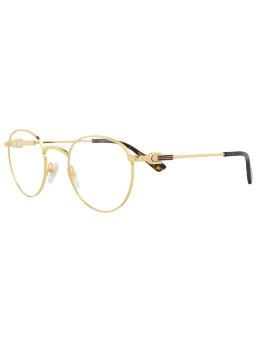 New Gucci Women's Eyeglasses Round Oval Metal Frame Mens Gold Gold Transparent